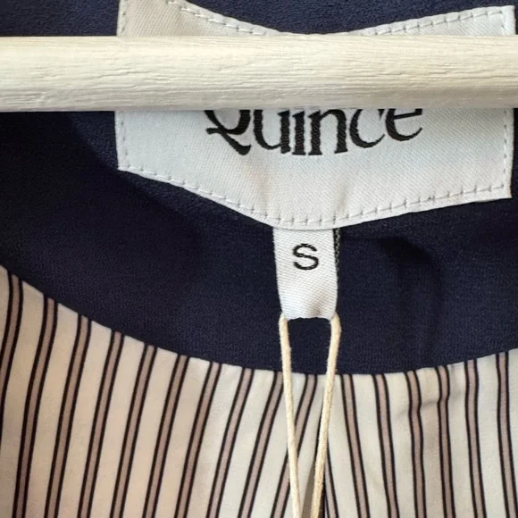 Quince Navy Stretch Crepe Open Blazer - Picture 3 of 4